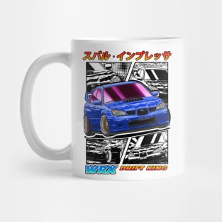 Blue Subie Impreza WRX STi Hawk Eye Drifting Mug